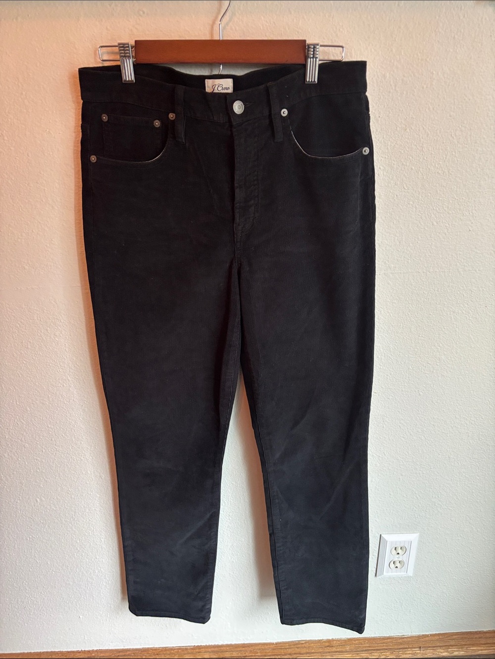J. CREW Vintage Slim Straight Black Corduroy Jeans 30 Tall